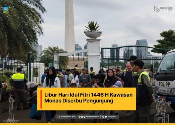 Hari kedua Iibur Hari Raya Idul Fitri 1446 H, tercatat sebanyak 49.101 wisatawan lokal dan mancanegara mengunjungi kawasan Monas, Gambir, Jakarta Pusat.