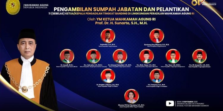 Ketua MA Lantik 11 Pimpinan Pengadilan Tinggi, Tegaskan Jabatan Adalah Amanah